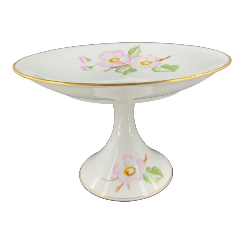 Thomas Bavaria Decope WJS Porcelain Ceramic Cake Stand Plate Footed Compote VTG